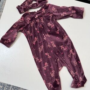 Carter’s fleece footie + matching headband